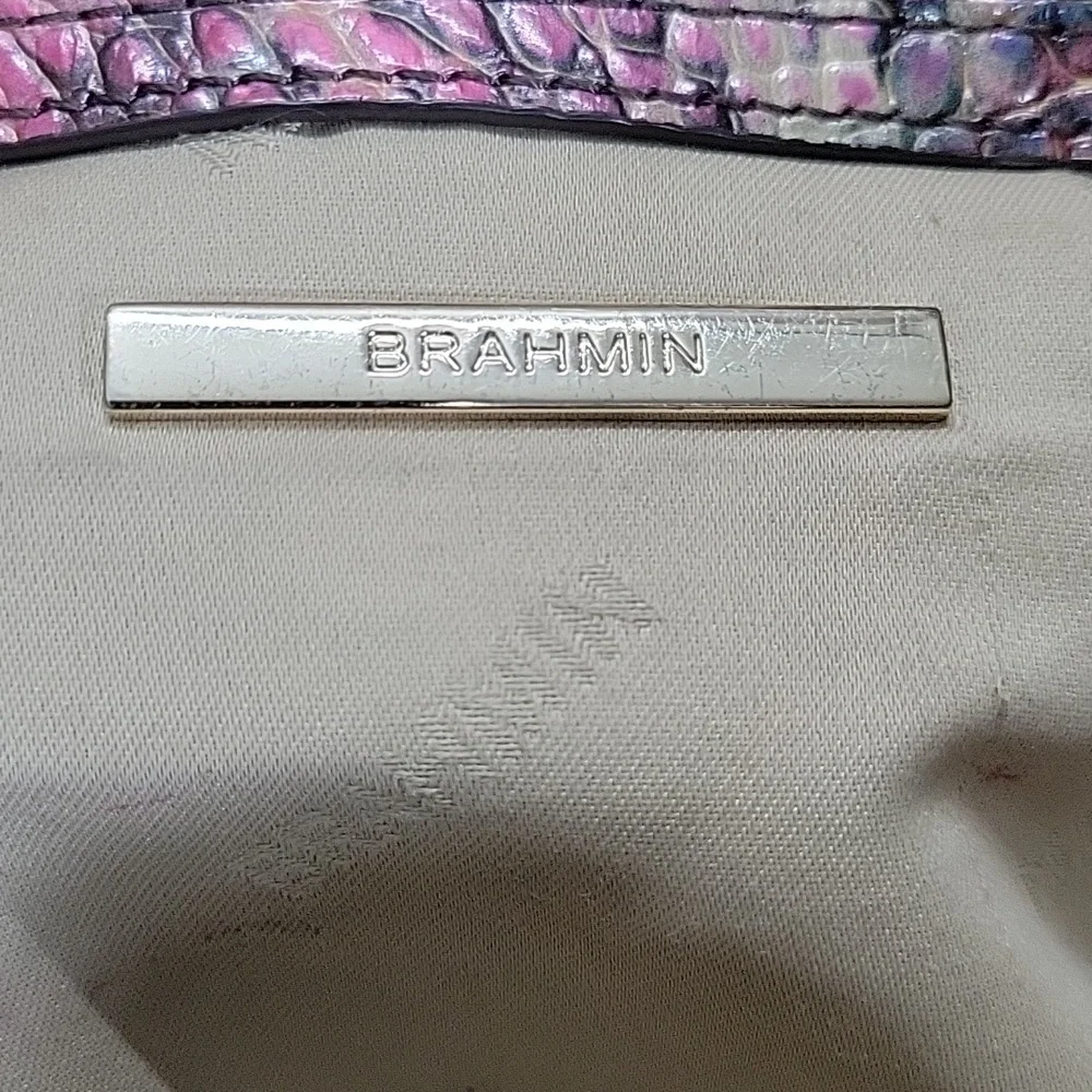 Brahmin Multi-Color Animal Print Croc-Embossed Leather Tote Shoulder Bag - Picture 16 of 16